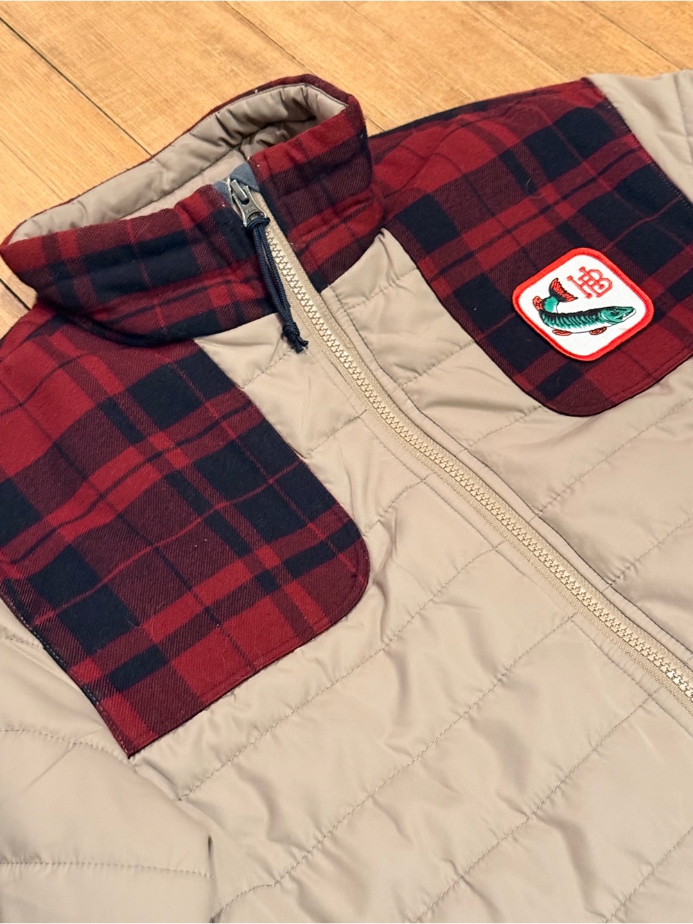 Howler Bros - RARE Men's Merlin Quilted Puffer Jacket, Red Plaid Yoke - MEDIUM - Picture 2 of 13